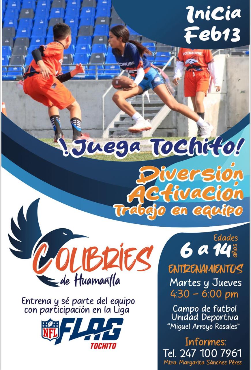 Invita Coordinación de Deporte de Huamantla a inscribirse a la Escuela de Tochito 'Colibríes'